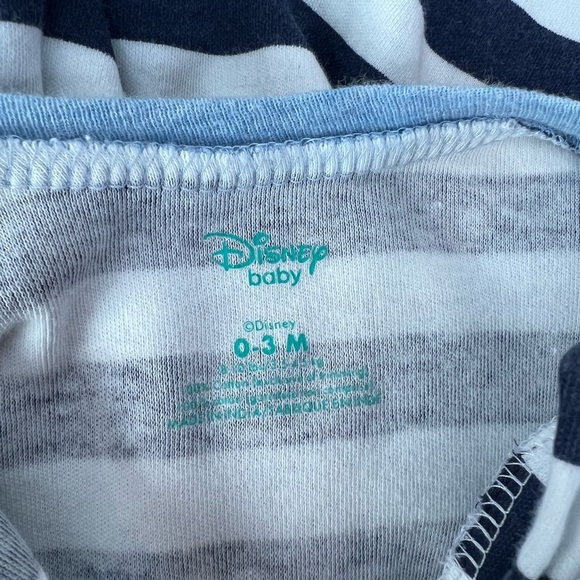 Disney Baby Mickey Mouse Navy Blue and White Striped Footies One Piece 0-3M - Picture 4 of 4
